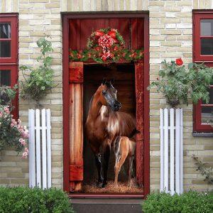 Christmas Door Cover, Arabian Horse Barn Door Cover Gifts For Home Decor Christmas Day, Xmas Door Covers, Christmas Door Coverings