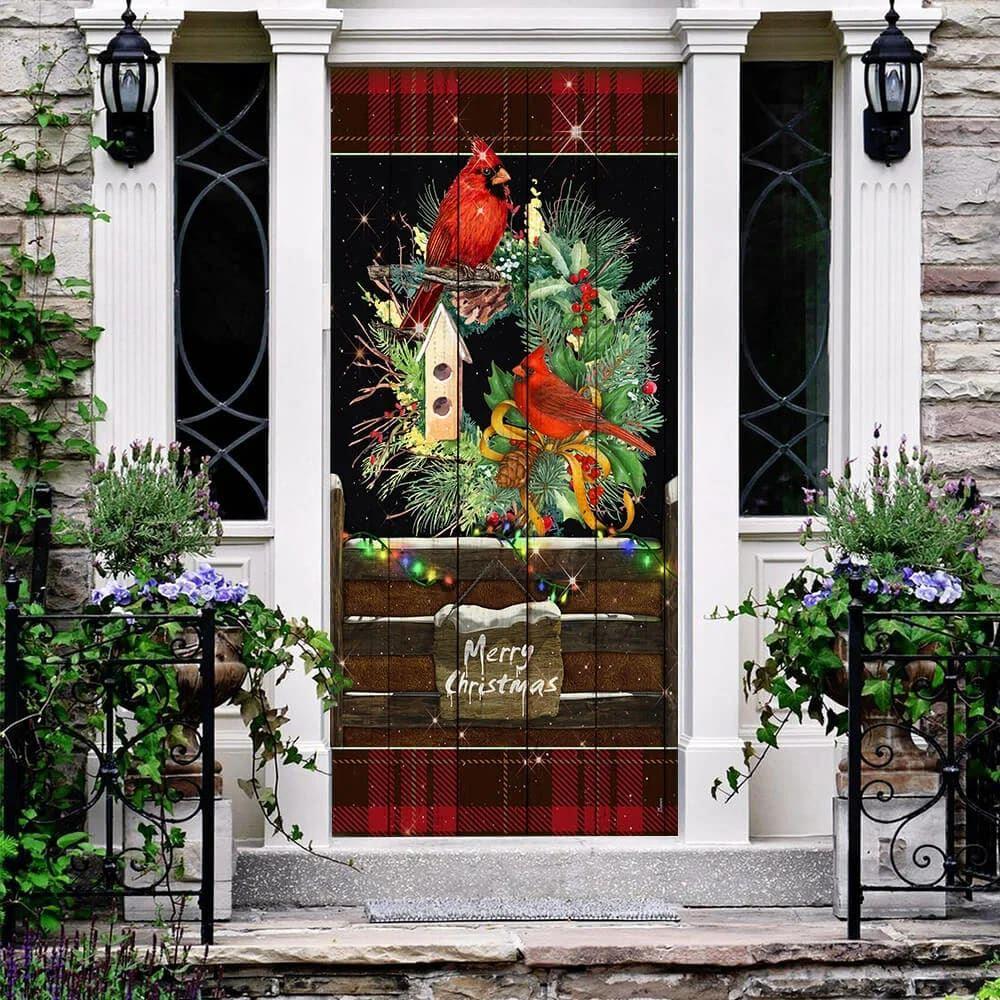 Christmas Door Cover, Beautiful Cardinal Merry Christmas Door Cover, Xmas Door Covers, Christmas Door Coverings