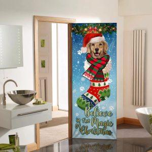 Christmas Door Cover Believe In The Magic Of Christmas Golden Retriever In Sock Door Cover 5 qwjtn3.jpg