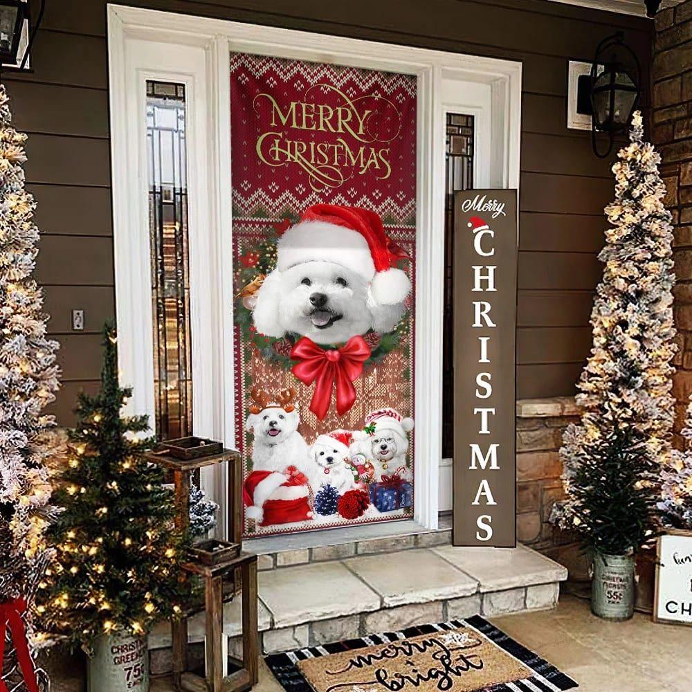 Christmas Door Cover, Bichon Frise With Christmas Begins Door Cover