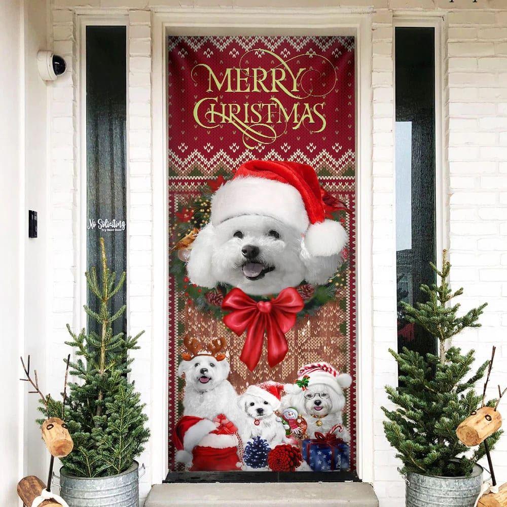 Christmas Door Cover, Bichon Frise With Christmas Begins Door Cover