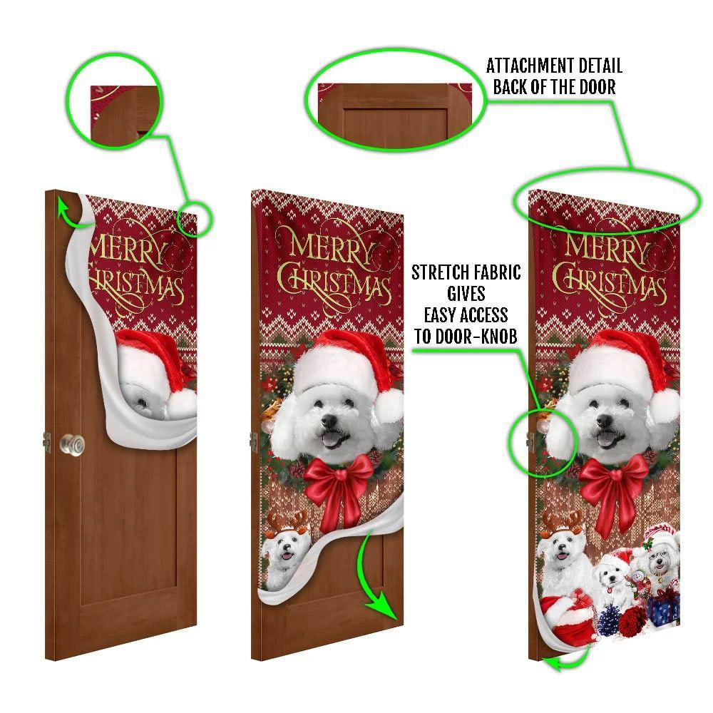 Christmas Door Cover, Bichon Frise With Christmas Begins Door Cover