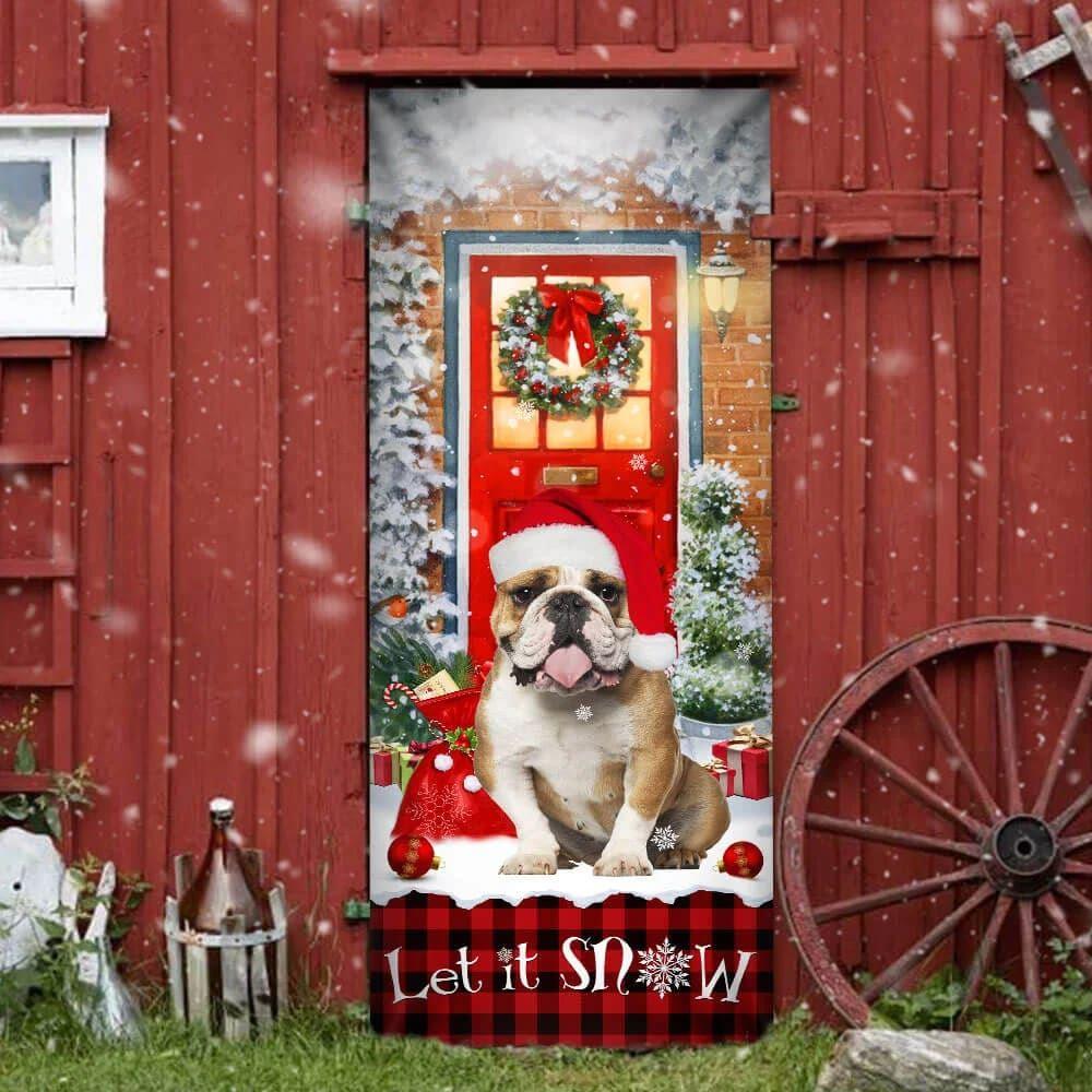 Christmas Door Cover, Bulldog Door Cover, Let It Snow Christmas Door Cover