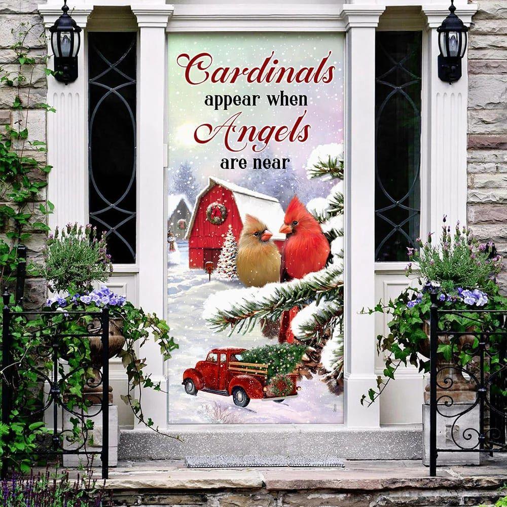 Christmas Door Cover, Cardinals Appear When Angels Are Near Door Cover, Xmas Door Covers, Christmas Door Coverings