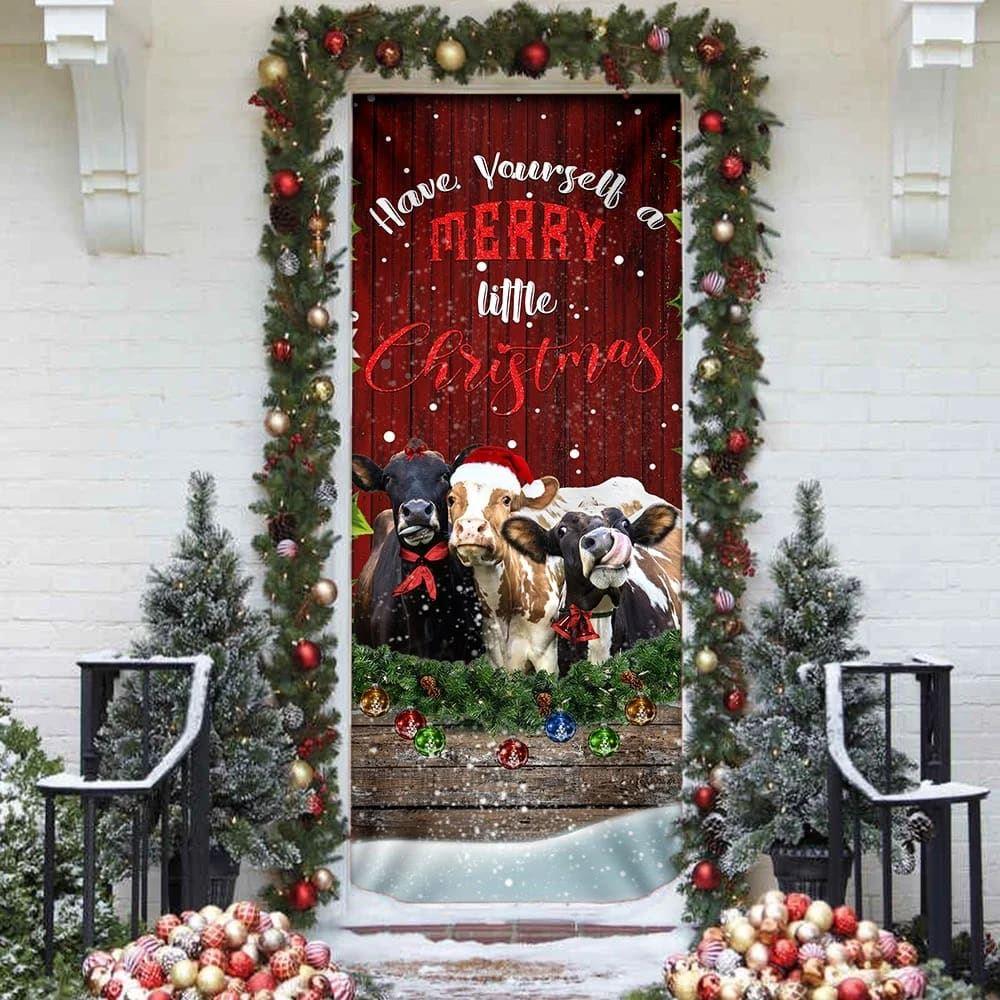 Christmas Door Cover, Cattle Merry Christmas Door Cover, Xmas Door Covers, Christmas Door Coverings