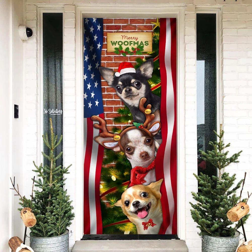 Christmas Door Cover, Chihuahua Door Cover Merry Woofmas, Housewarming Gifts