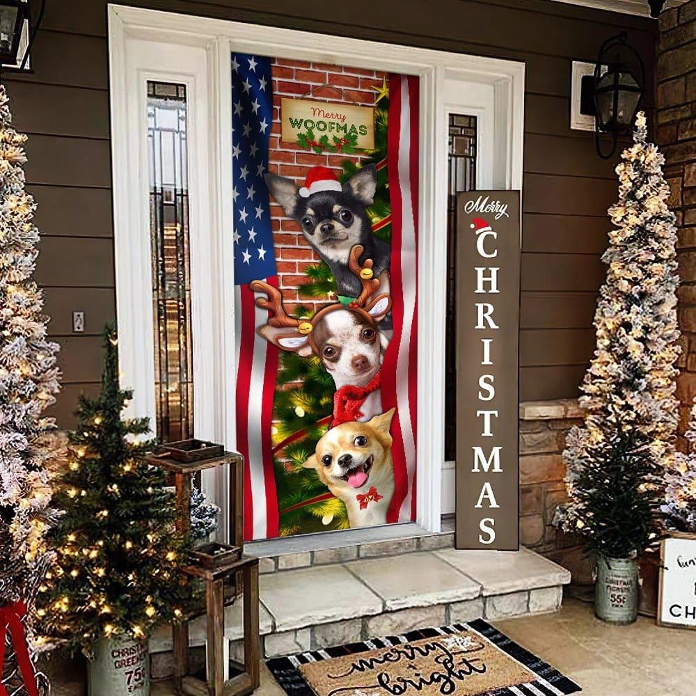 Christmas Door Cover, Chihuahua Door Cover Merry Woofmas, Housewarming Gifts