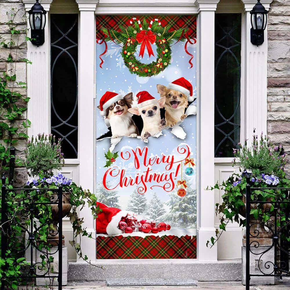 Christmas Door Cover, Chihuahua Merry Christmas Door Cover
