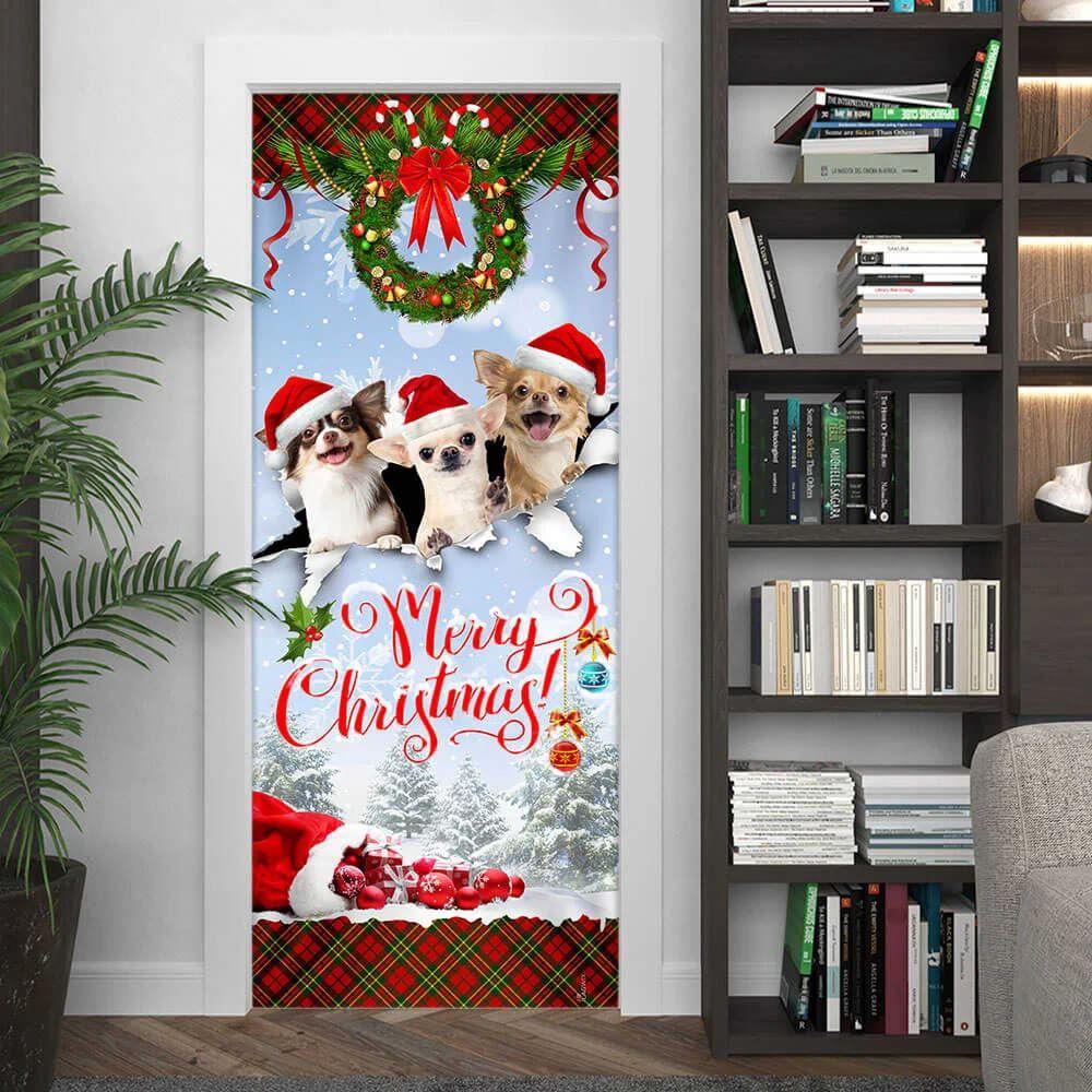 Christmas Door Cover, Chihuahua Merry Christmas Door Cover
