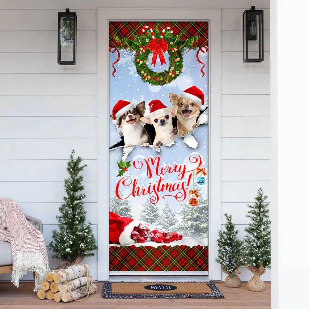 Christmas Door Cover, Chihuahua Merry Christmas Door Cover