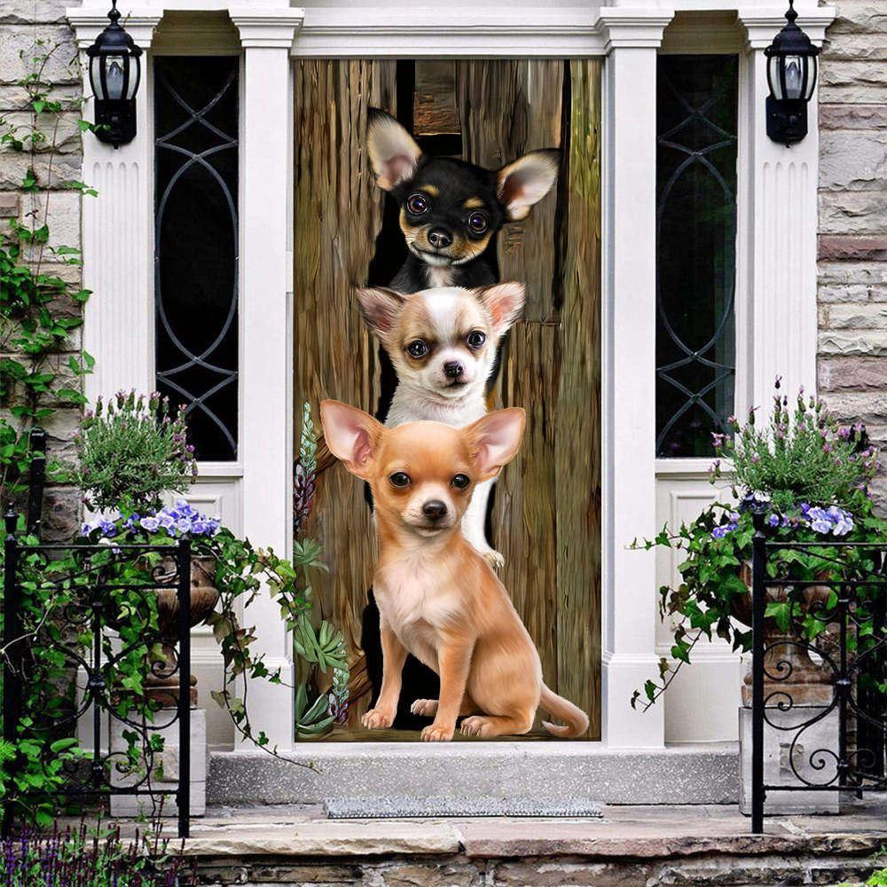Christmas Door Cover, Chihuahua gorgeous babies gift for dog mom gift for chihuahua lover Door cover, Christmas Gift For Dog Lover