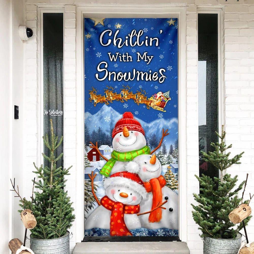 Christmas Door Cover, Chillin’ With My Snowmies Door Cover, Snowman Door Cover Christmas Door Cover, Chillin’ With My Snowmies Door Cover, Snowman Door Cover