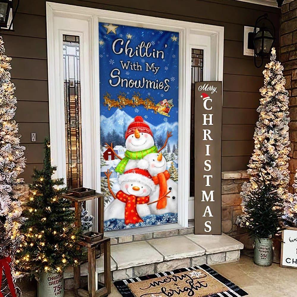 Christmas Door Cover, Chillin’ With My Snowmies Door Cover, Snowman Door Cover Christmas Door Cover, Chillin’ With My Snowmies Door Cover, Snowman Door Cover