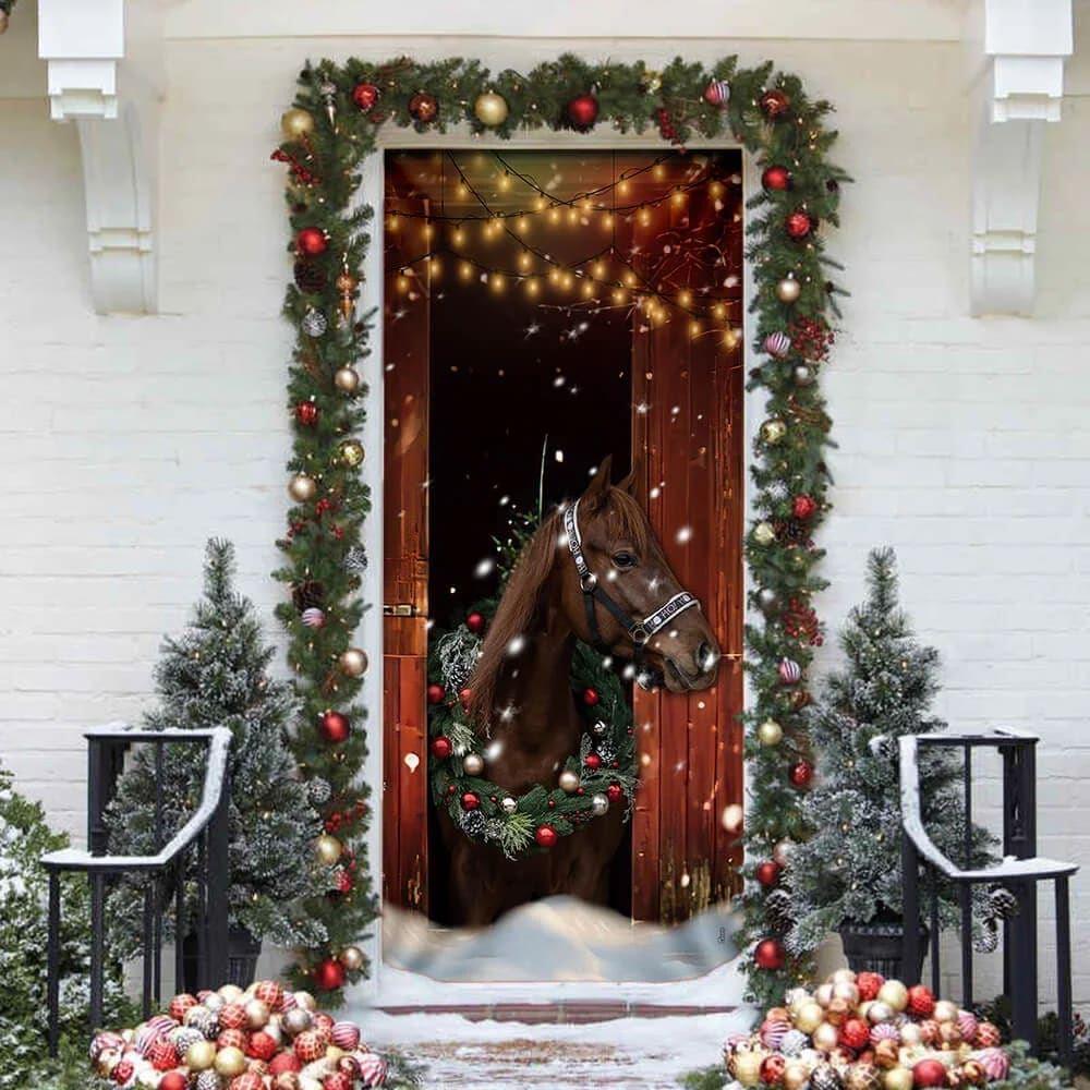 Christmas Door Cover, Christmas Barn Horse Door Cover, Xmas Door Covers, Christmas Door Coverings