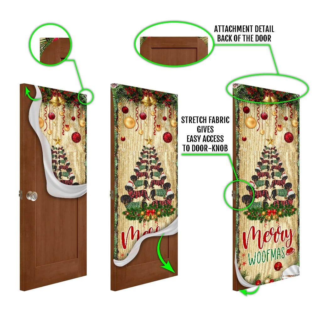 Christmas Door Cover, Christmas Dachshunds Tree Door Cover, Door Christmas Cover