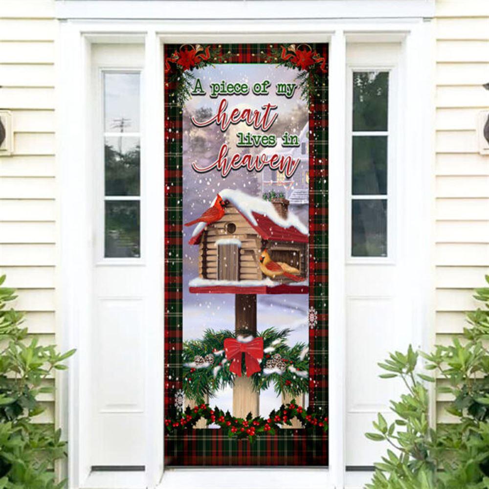 Christmas Door Cover, Christmas Door Cover A Piece Of My Heart Live In Heaven, Cardinal, Xmas Door Covers, Christmas Door Coverings
