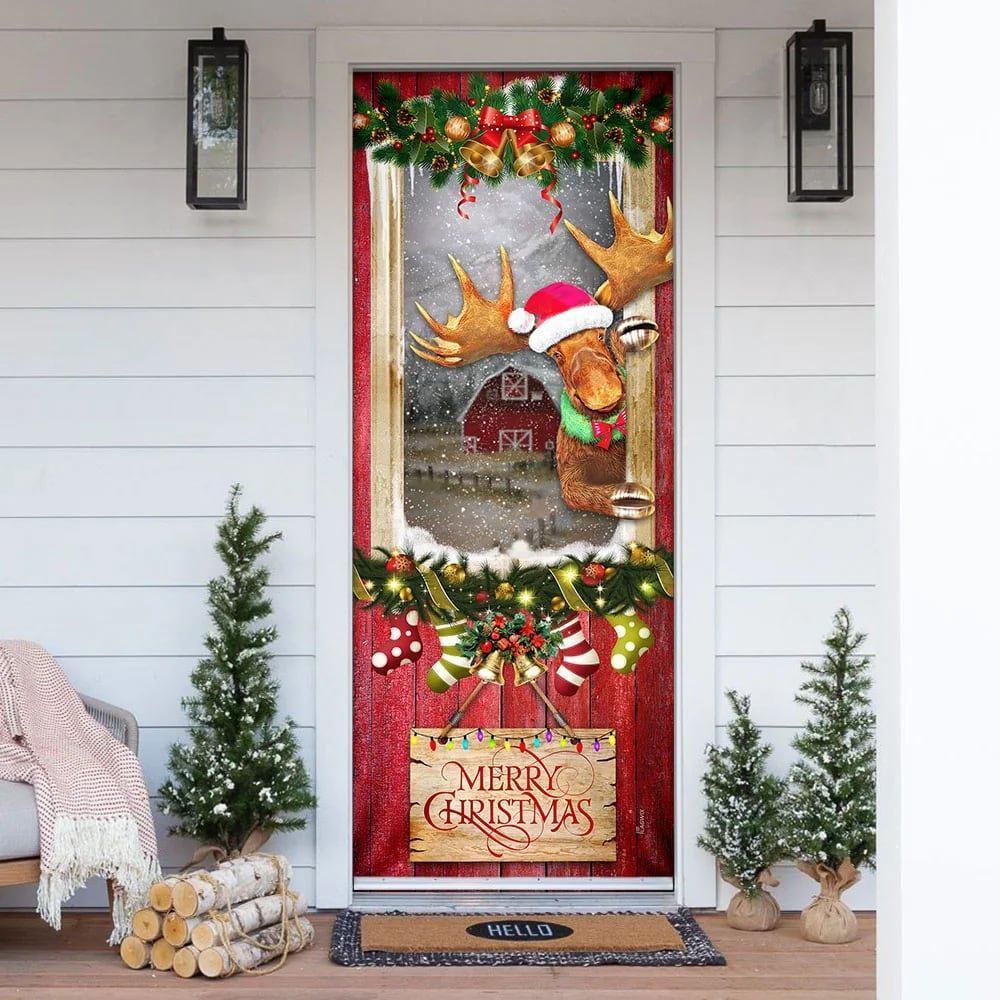 Christmas Door Cover, Christmas Moose Door Cover, Xmas Door Covers, Christmas Door Coverings