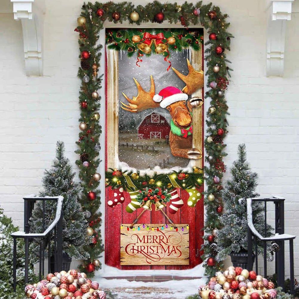 Christmas Door Cover, Christmas Moose Door Cover, Xmas Door Covers, Christmas Door Coverings