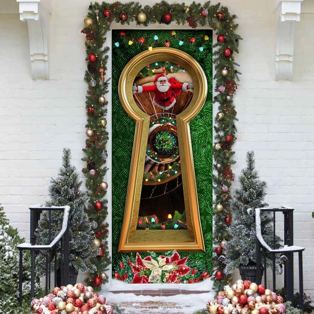 Christmas Door Cover, Christmas Santa Door Cover Circular Stairs Christmas Door Cover, Christmas Santa Door Cover Circular Stairs