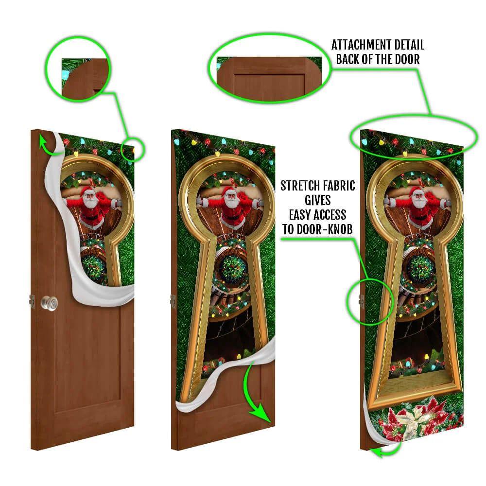 Christmas Door Cover, Christmas Santa Door Cover Circular Stairs Christmas Door Cover, Christmas Santa Door Cover Circular Stairs