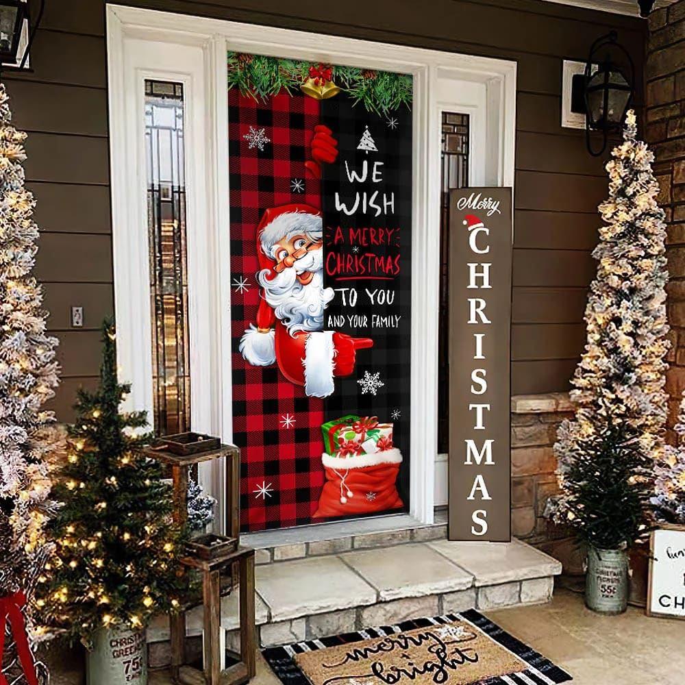 Christmas Door Cover, Christmas We Wish You A Merry Christmas To You And Your Family Door Cover