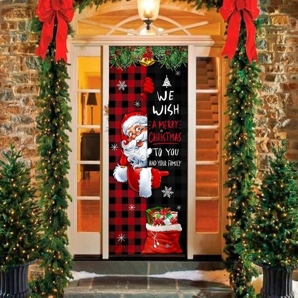Christmas Door Cover, Christmas We Wish You A Merry Christmas To You And Your Family Door Cover