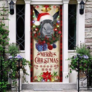 Christmas Door Cover, Farm Cattle Donkey Merry&hellip;