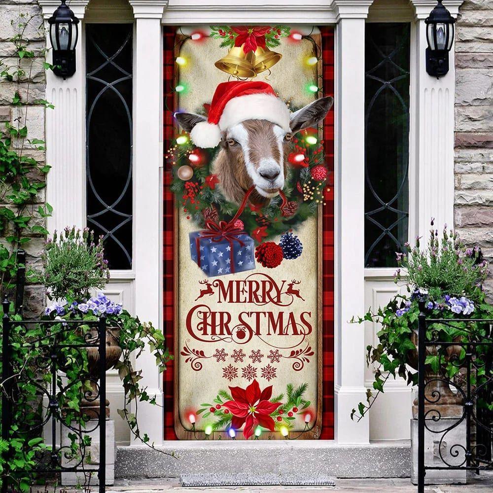 Christmas Door Cover, Farm Cattle Goat Merry Christmas Door Cover, Xmas Door Covers, Christmas Door Coverings Christmas Door Cover, Farm Cattle Goat Merry Christmas Door Cover, Xmas Door Covers, Christmas Door Coverings