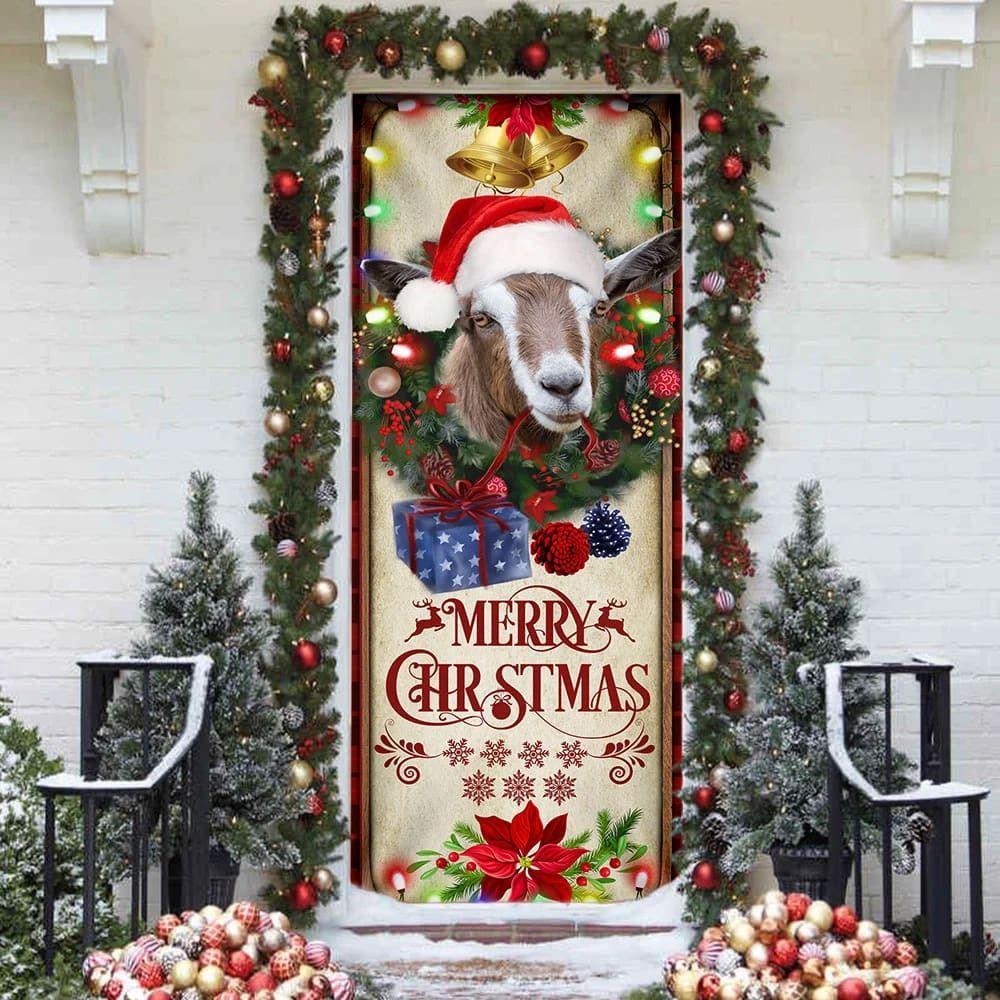Christmas Door Cover, Farm Cattle Goat Merry Christmas Door Cover, Xmas Door Covers, Christmas Door Coverings Christmas Door Cover, Farm Cattle Goat Merry Christmas Door Cover, Xmas Door Covers, Christmas Door Coverings
