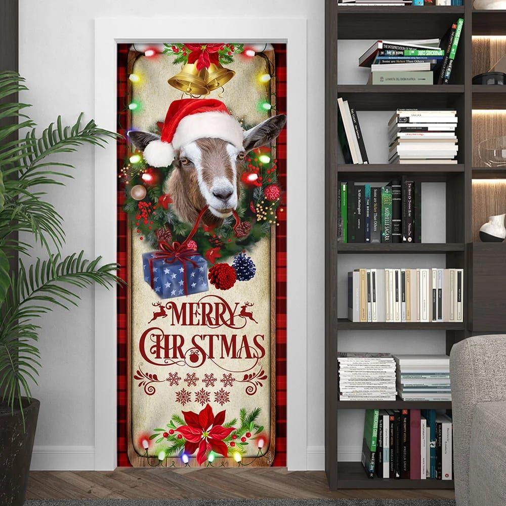Christmas Door Cover, Farm Cattle Goat Merry Christmas Door Cover, Xmas Door Covers, Christmas Door Coverings Christmas Door Cover, Farm Cattle Goat Merry Christmas Door Cover, Xmas Door Covers, Christmas Door Coverings