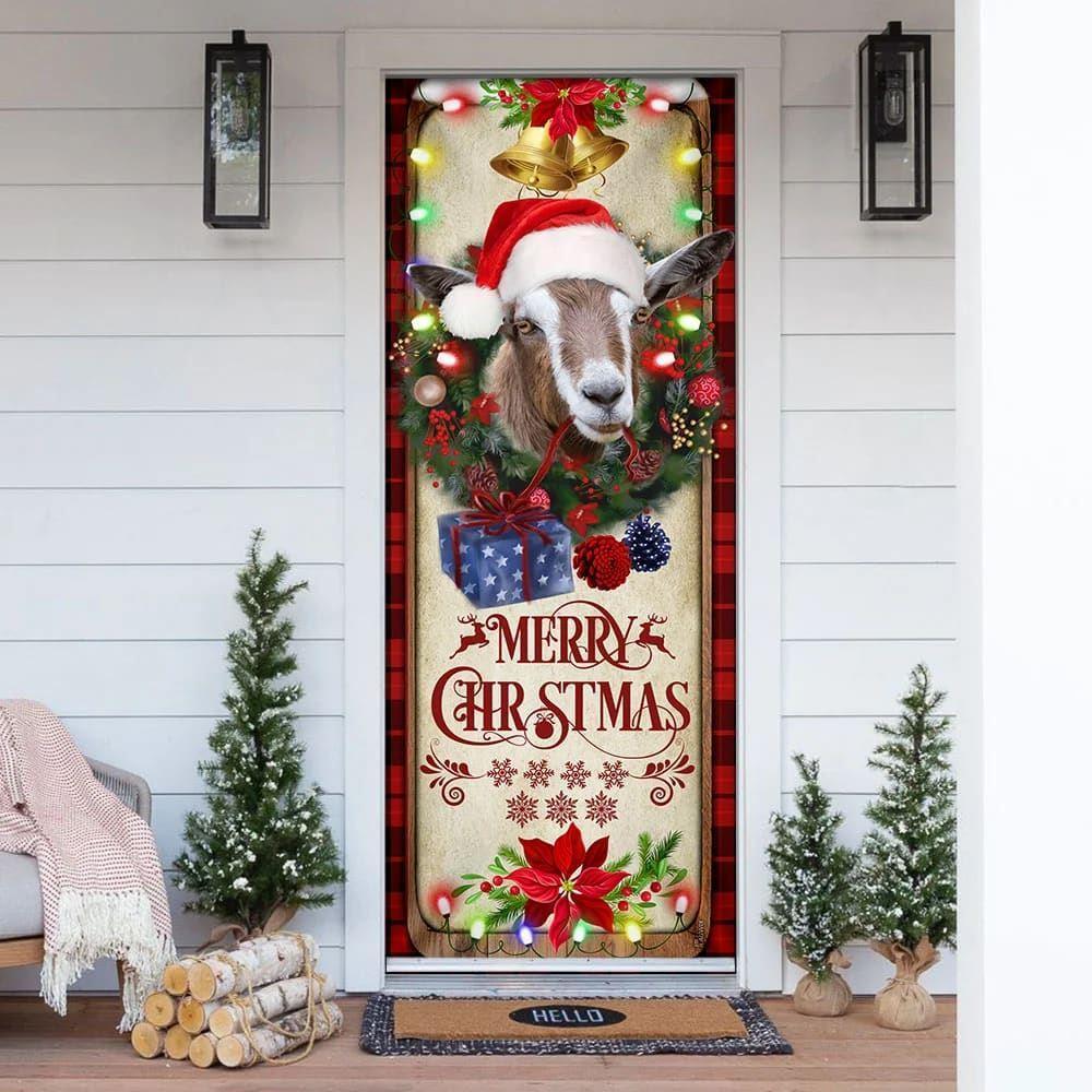Christmas Door Cover, Farm Cattle Goat Merry Christmas Door Cover, Xmas Door Covers, Christmas Door Coverings Christmas Door Cover, Farm Cattle Goat Merry Christmas Door Cover, Xmas Door Covers, Christmas Door Coverings