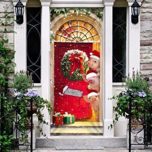 Christmas Door Cover, Farmhouse Pig Christmas Door&hellip;