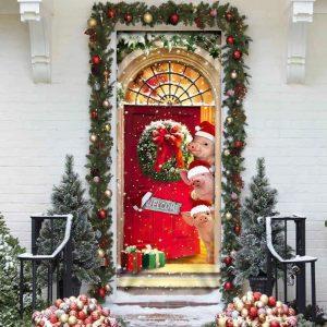Christmas Door Cover, Farmhouse Pig Christmas Door&hellip;
