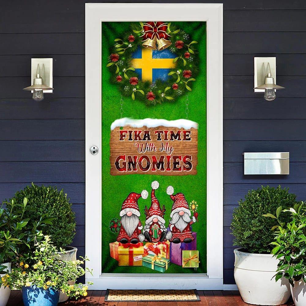 Christmas Door Cover, Fika Time With My Gnomies Door Cover