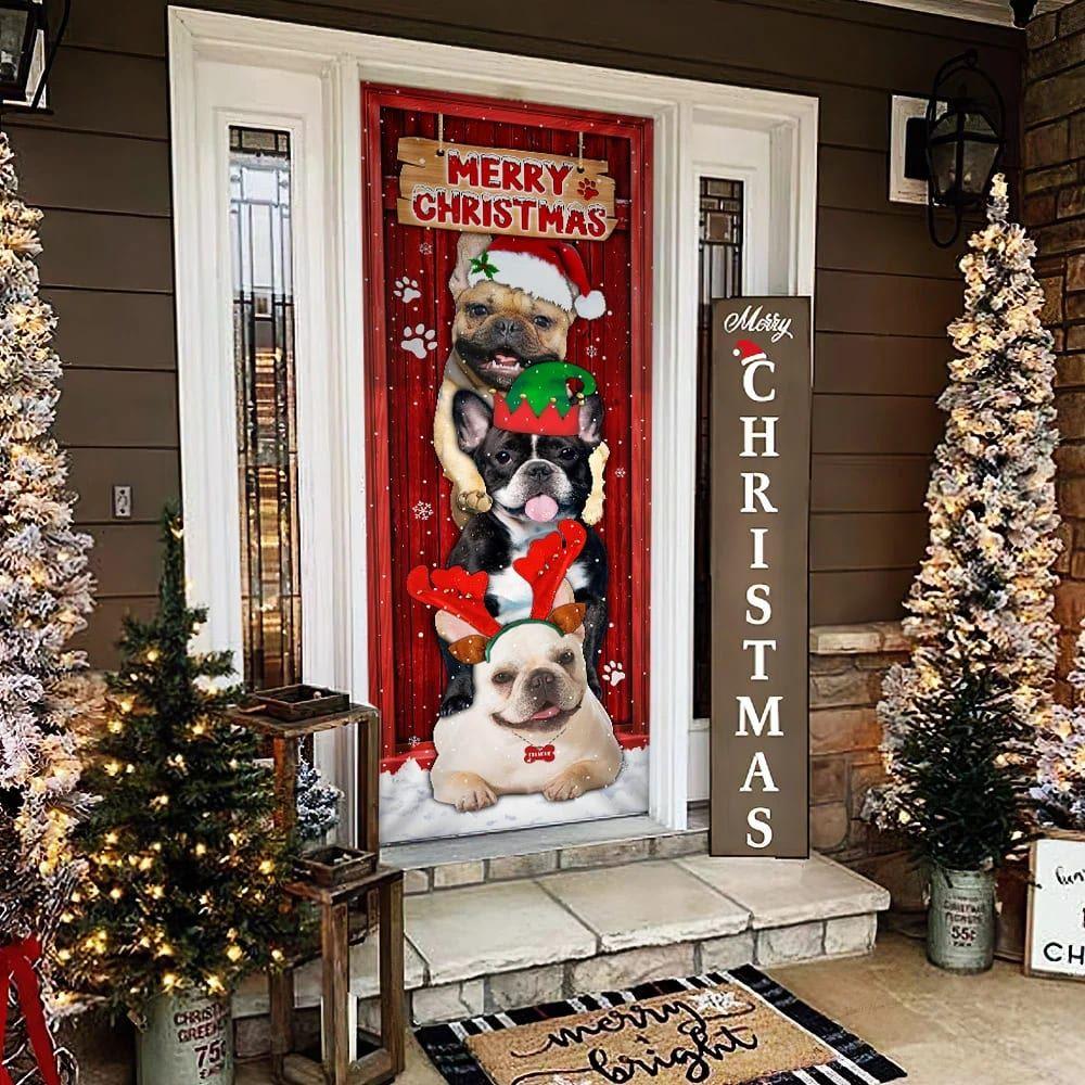 Christmas Door Cover, Frenchie Merry Christmas Door Cover Christmas Door Cover, Frenchie Merry Christmas Door Cover