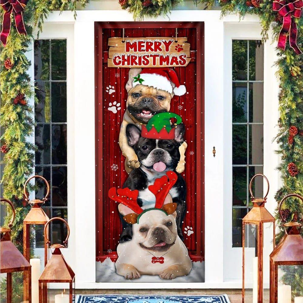 Christmas Door Cover, Frenchie Merry Christmas Door Cover Christmas Door Cover, Frenchie Merry Christmas Door Cover