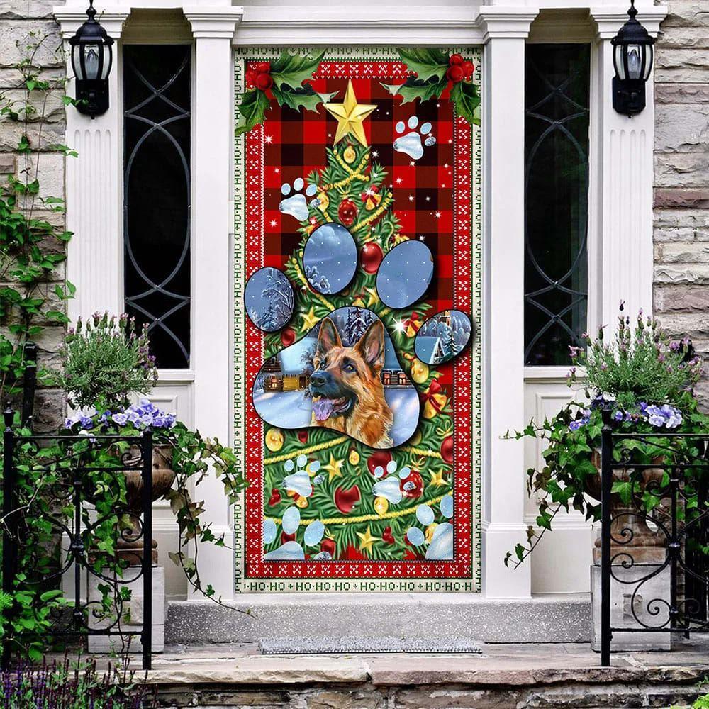 Christmas Door Cover, German Shepherd Dog Paw Christmas Door Cover Christmas Door Cover, German Shepherd Dog Paw Christmas Door Cover