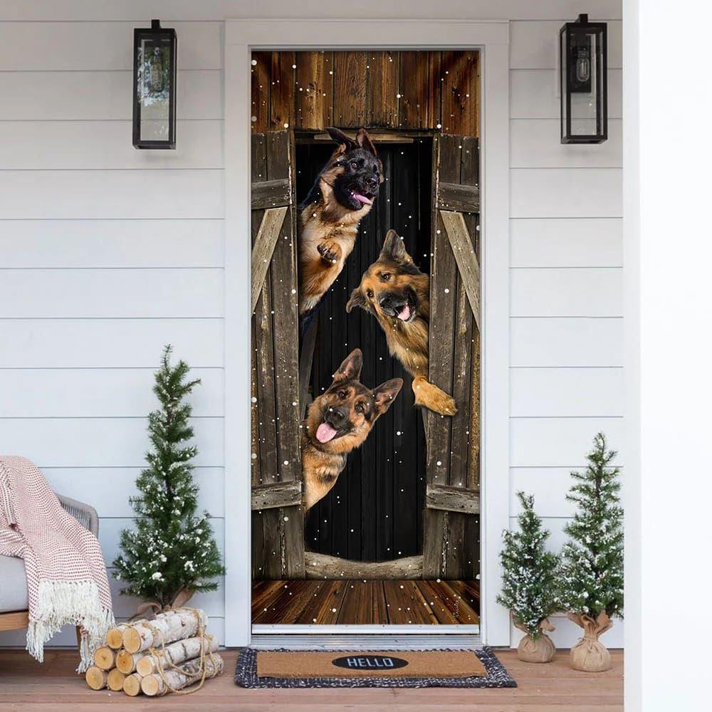 Christmas Door Cover, German Shepherd Happy Farmhouse Door Cover, Christmas Gift For Dog Lover Christmas Door Cover, German Shepherd Happy Farmhouse Door Cover, Christmas Gift For Dog Lover
