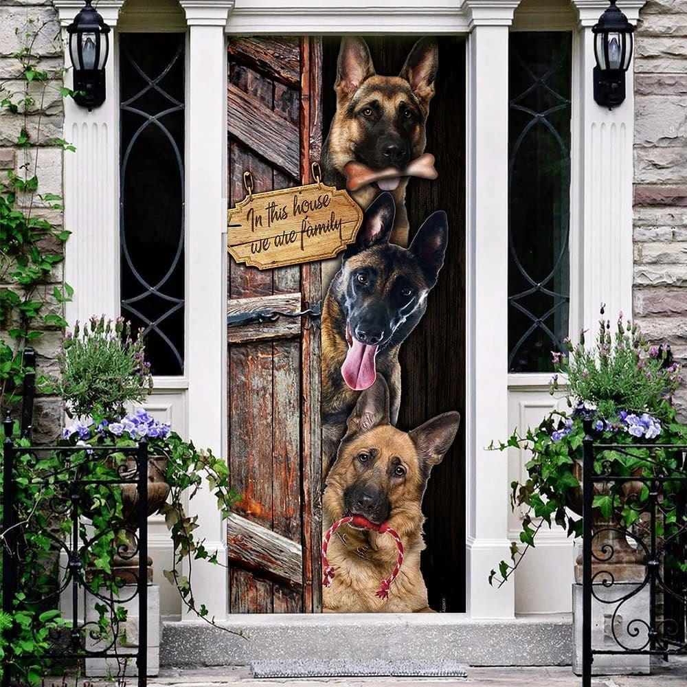 Christmas Door Cover, German Shepherd, We Are Family Door Cover, Christmas Gift For Dog Lover