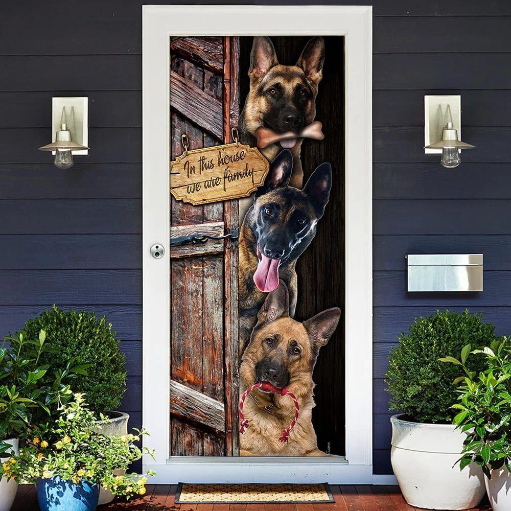 Christmas Door Cover, German Shepherd, We Are Family Door Cover, Christmas Gift For Dog Lover