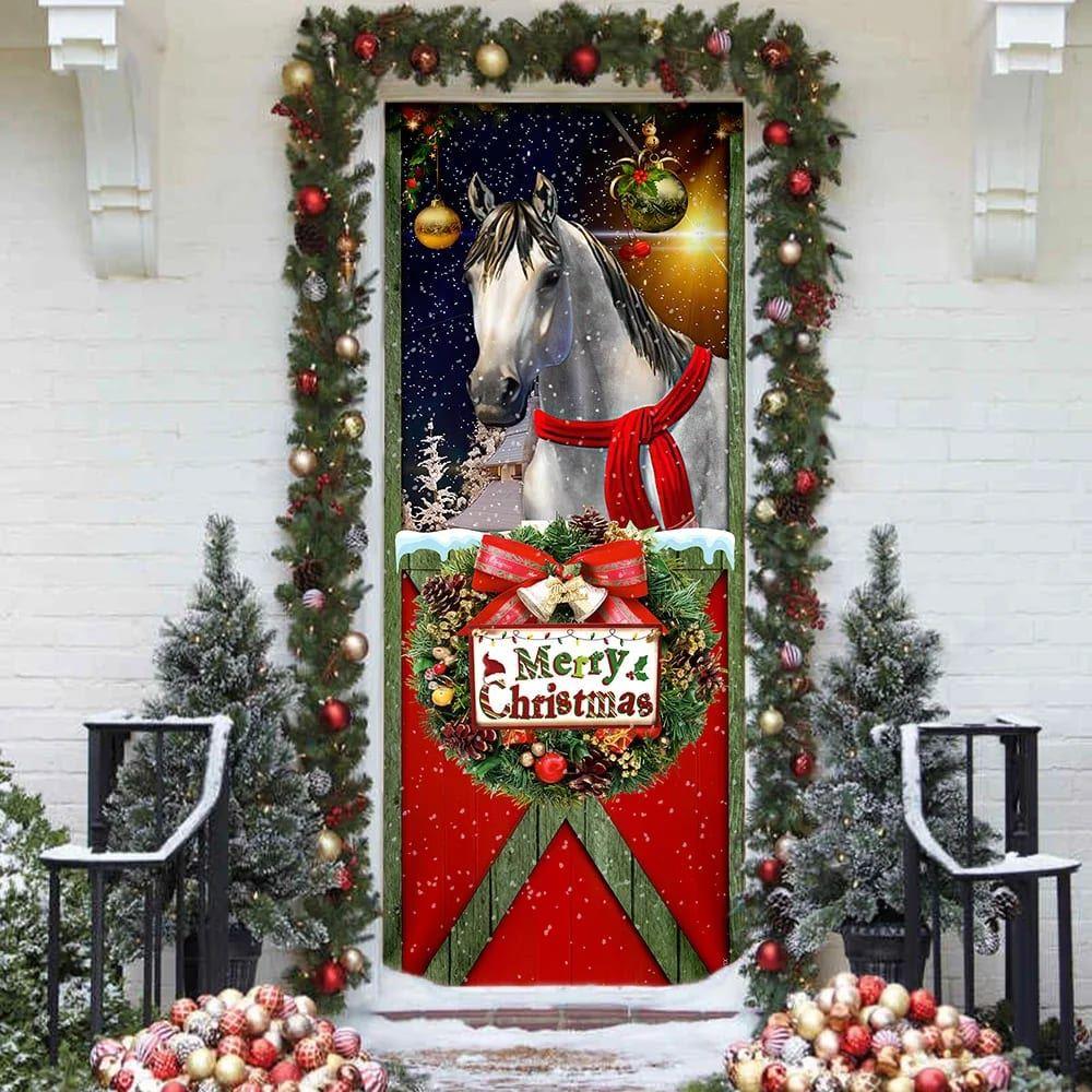 Christmas Door Cover, Horse Merry Christmas Door Cover, Xmas Door Covers, Christmas Door Coverings