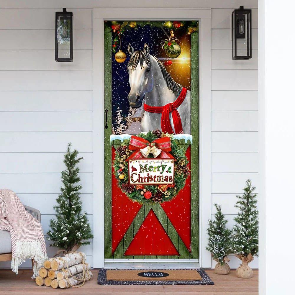 Christmas Door Cover, Horse Merry Christmas Door Cover, Xmas Door Covers, Christmas Door Coverings