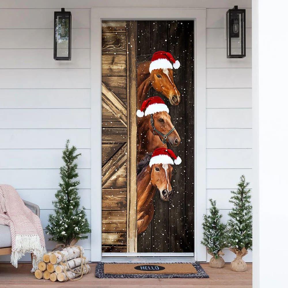 Christmas Door Cover, Horses Door Cover, Xmas Door Covers, Christmas Door Coverings