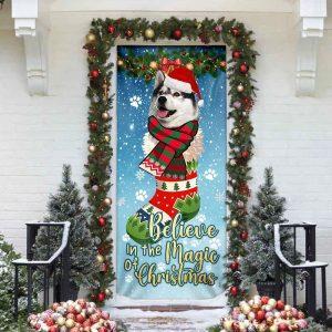 Christmas Door Cover Husky In Sock Door Cover Believe In The Magic Of Christmas Door Cover 3 aqz4c5.jpg