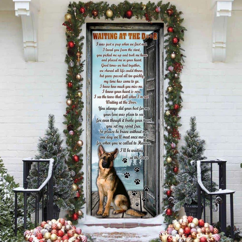Christmas Door Cover, I’ll Be Waiting At The Door, German Shepherd Door Cover, Christmas Gift For Dog Lover