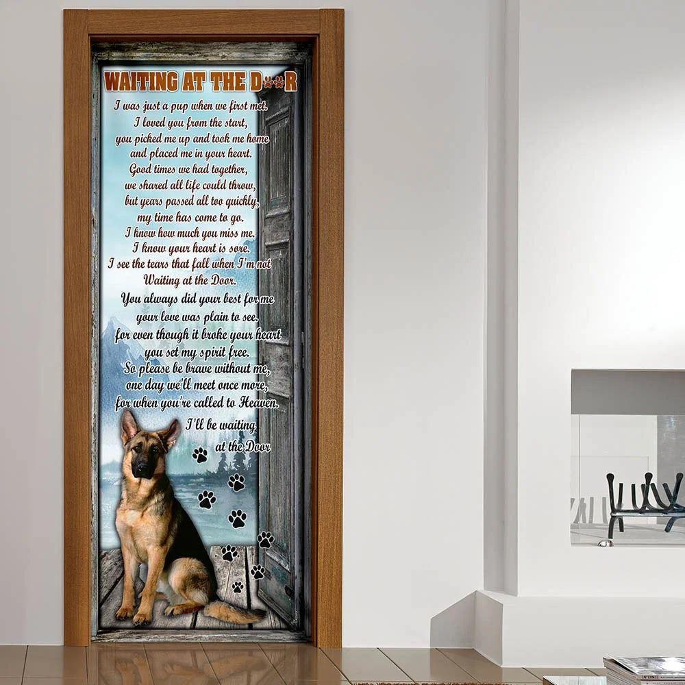 Christmas Door Cover, I’ll Be Waiting At The Door, German Shepherd Door Cover, Christmas Gift For Dog Lover