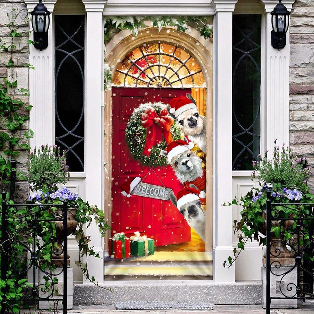Christmas Door Cover, Llama Christmas Door Cover, Xmas Door Covers, Christmas Door Coverings