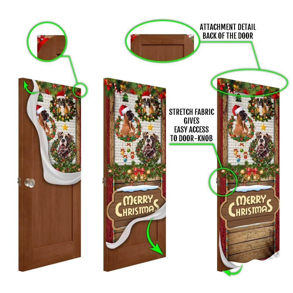 Christmas Door Cover, Love Boxer Dog Christmas Door Cover