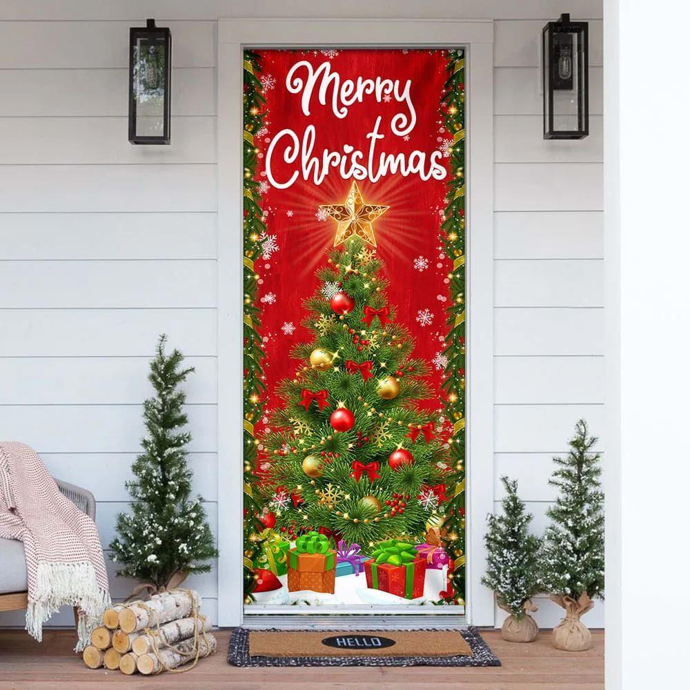Christmas Door Cover, Merry Christmas Door Cover Christmas Tree Decor