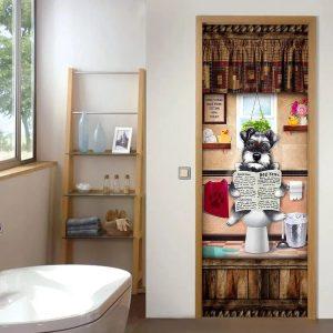 Christmas Door Cover Miniature Schnauzer Puppy Sitting On A Toilet Door Cover Christmas Gift For Dog Lover 3 jlbbye.jpg